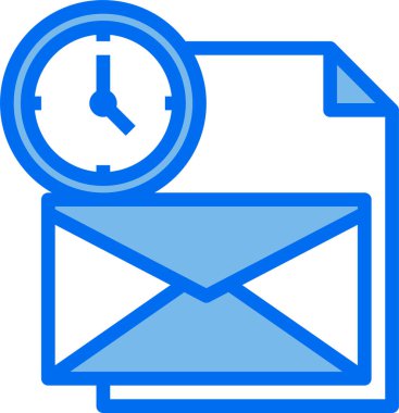 asgari vektör simgesi, dosya ve saat içeren harf