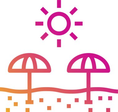 Plaj, yaz tatilleri ikonu, vektör illüstrasyonu beyaz arka planda izole edilmiş  