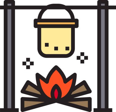 kamp simgesi, vektör illüstrasyonu beyaz arkaplanda izole edildi  