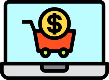 Alışveriş kavramının minimalist vektör simgesi 