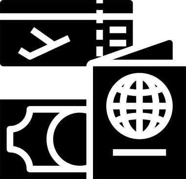 Pasaport, seyahat ve turizm vektör simgesi