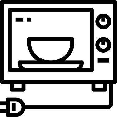 Mikrodalga simgesi, vektör illüstrasyonu 