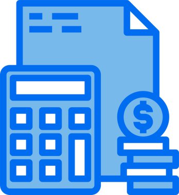 Para sembolü düz simge, vektör illüstrasyonlu hesap makinesi