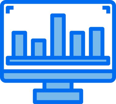 Beyaz arkaplandaki monitör simgesinde grafik. vektör illüstrasyonu.
