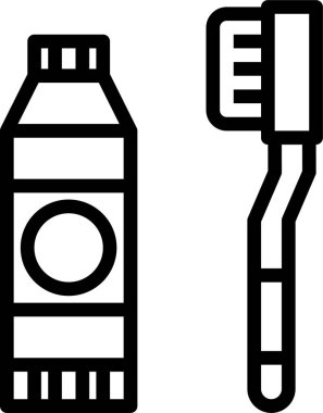 Diş fırçası ve diş macunu düz tasarımda basit vektör simgesi