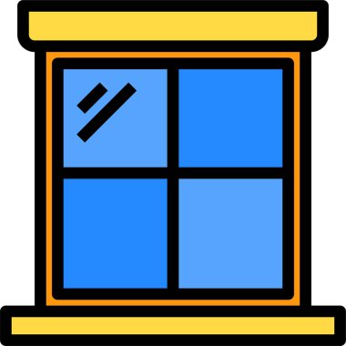 pencere düz simgesi, vektör illüstrasyonu 