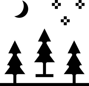 Ağaçlı ve aylı ormanın vektör çizimi