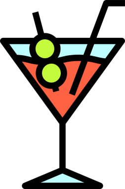 Martini kokteyli düz ikon, vektör illüstrasyonu