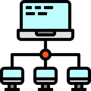 İletişim ağı bilgisayarının minimalist vektör simgesi