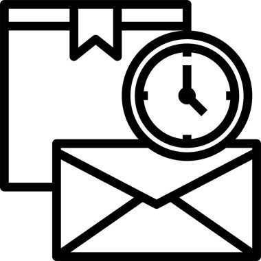 asgari vektör simgesi, dosya ve saat içeren harf