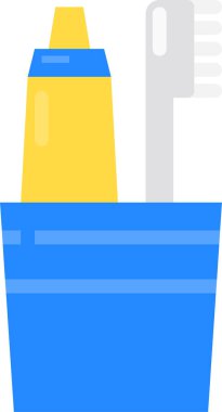 Diş fırçası ve diş macunu düz tasarımda basit vektör simgesi