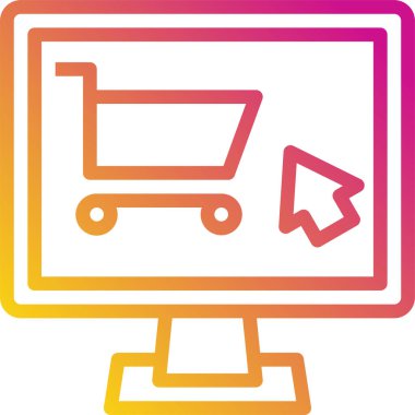Bilgisayar ekranı alışveriş simgesi vektör illüstrasyonu