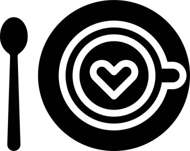 Kahve fincanındaki kalbin siyah ve beyaz çizimi 