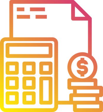 Para sembolü düz simge, vektör illüstrasyonlu hesap makinesi