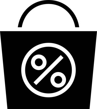 Modern tasarım minimalist vektör simgesi, satış çantası, indirimli yüzde işareti