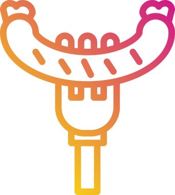 Sosisin çataldaki vektör çizimi, barbekü için simge 