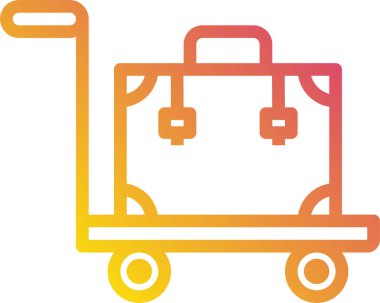 bagaj, otel simgesi, vektör illüstrasyonu beyaz arkaplanda izole edildi  