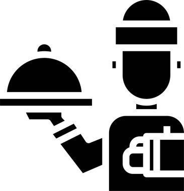 Tepsisi olan garson, vektör illüstrasyonu 