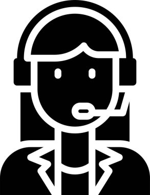 bir müşteri hizmetleri temsilcisinin siyah ve beyaz vektör çizimi