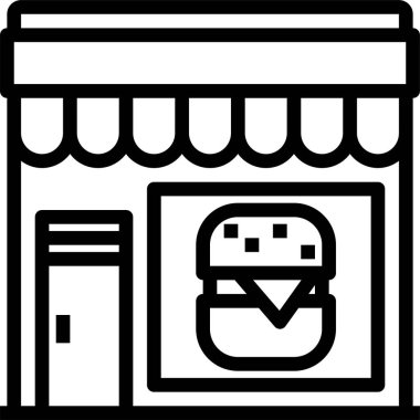 Hamburger yemek ikonu. Hamburger dükkanı konsepti