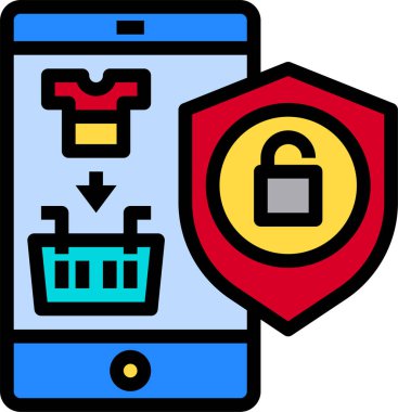 Mobil çevrimiçi alışveriş simgesi vektör çizimi