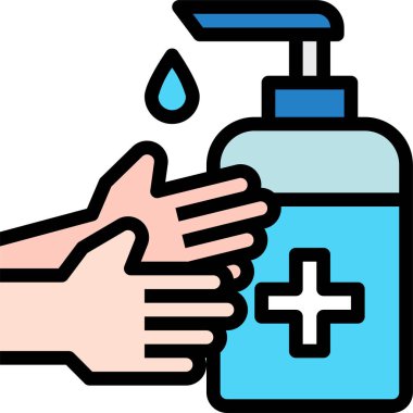 El yıkama, virüs koruma simgesi, beyaz arkaplanda izole edilmiş vektör illüstrasyonu 