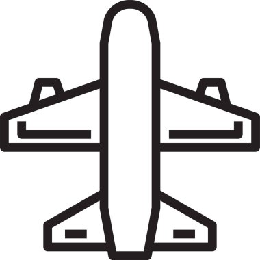 Beyaz arkaplanda izole edilmiş düzlem simgesi ve vektör illüstrasyonu 