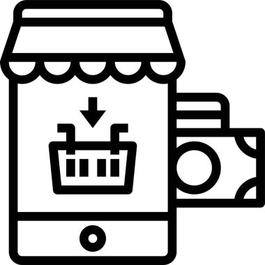 Mobil çevrimiçi alışveriş simgesi vektör çizimi