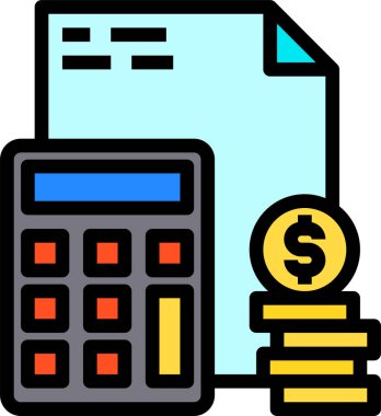 Para sembolü düz simge, vektör illüstrasyonlu hesap makinesi