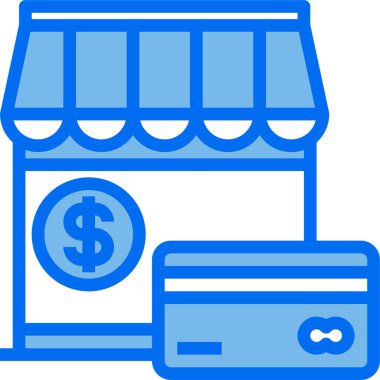 Para kartıyla dükkanın vektör illüstrasyonu