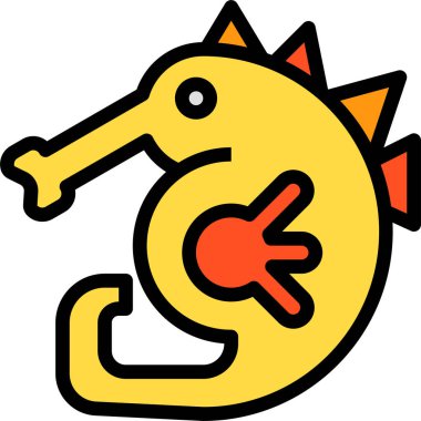 Deniz atı çizgi filmi, vektör illüstrasyonu