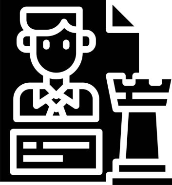 Kişinin dosyası ve satranç figürünün minimalist vektör simgesi