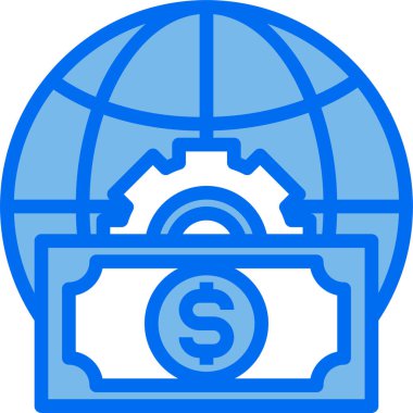 Dolar bankacılık vektör simgesi. biçim iki renkli düz sembol, mavi ve gri renkler, yuvarlak açılar, beyaz