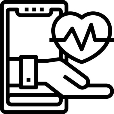 Kalp atış hızı ve akıllı telefonun vektör çizimi