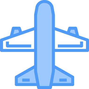 Beyaz arkaplanda izole edilmiş düzlem simgesi ve vektör illüstrasyonu 