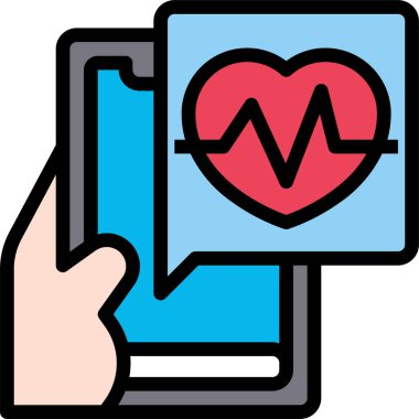 Kalp atış hızı ve akıllı telefonun vektör çizimi