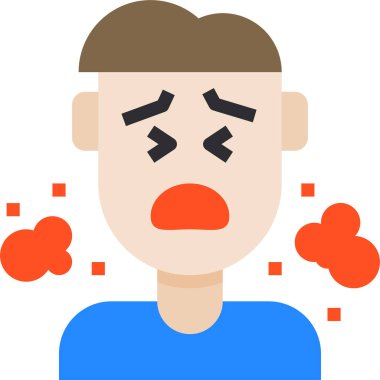 Hasta adam, koronavirüs koruma ikonu, vektör illüstrasyonu beyaz arkaplanda izole 