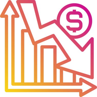 Finansal grafik vektör simgesi. biçim düz sembol, pembe renk, yuvarlak açılar, beyaz arkaplan