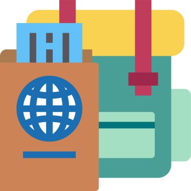 Pasaport, seyahat ve turizm vektör simgesi