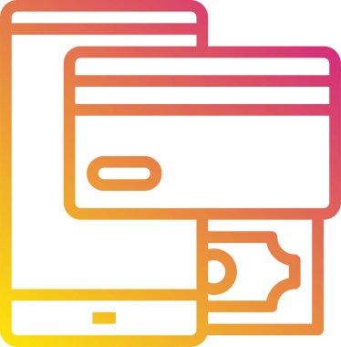 Kredi kartlı telefonun minimalist vektör simgesi