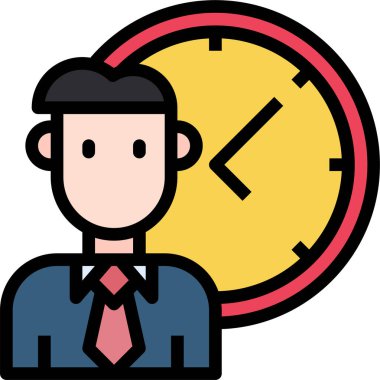 saat ve insan simgesi, vektör illüstrasyonu 