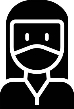 Tıbbi maske takan kadının vektör çizimi 