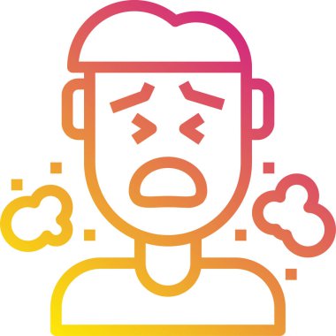 Hasta adam, koronavirüs koruma ikonu, vektör illüstrasyonu beyaz arkaplanda izole 