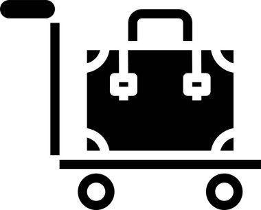 bagaj, otel simgesi, vektör illüstrasyonu beyaz arkaplanda izole edildi  