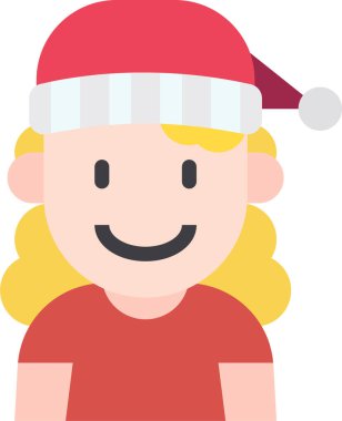 Noel şapkalı şirin kızın vektör çizimi 