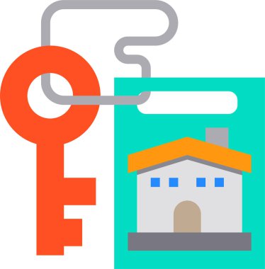 Bir anahtar ve ev simgesinin vektör illüstrasyonu 