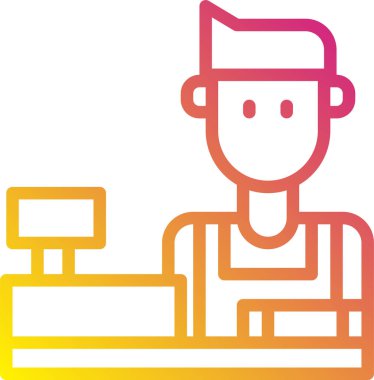 Resepsiyon kitapçısının arkasındaki adamın vektör illüstrasyon simgesi