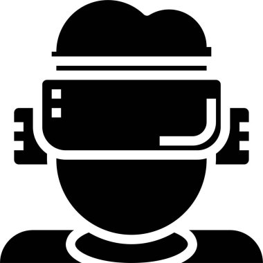 VR gözlüklü bir çocuğun düz simgesi