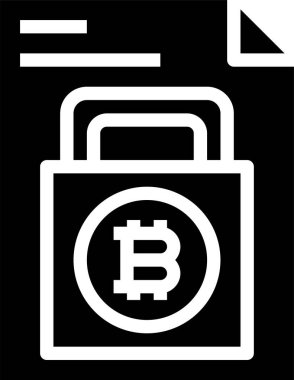 Kilitli bitcoin içeren dosyanın minimalist vektör simgesi
