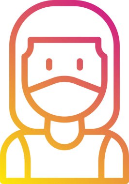 Tıbbi maske takan kadının vektör çizimi 